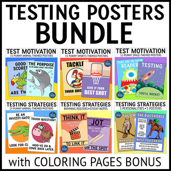 Preview of Test Prep Testing Motivation and Strategies Classroom Posters Bundle