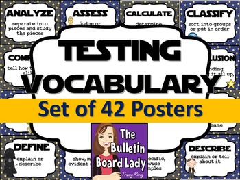 Preview of Test Prep Testing Words Bulletin Board Set of 42: Far Away Galaxy