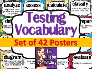 Preview of Test Prep Testing Words Bulletin Board Set of 42: Pixelation Background