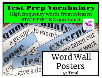 Preview of Test Prep Vocabulary Word Wall:  Testing Words from Released State Testing Items
