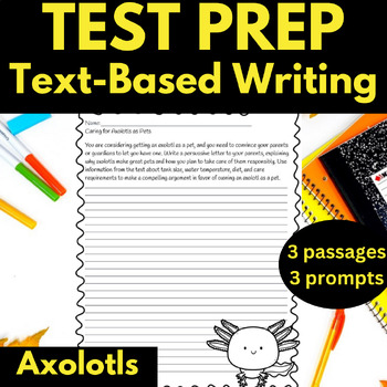 Preview of Axolotl Informational Writing Prompts with Passages Reading Comprehension 3rd