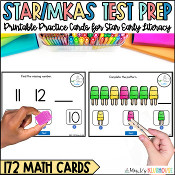 Preview of Test Prep for STAR Early Literacy and MKAS - Math Practice with 172 Cards