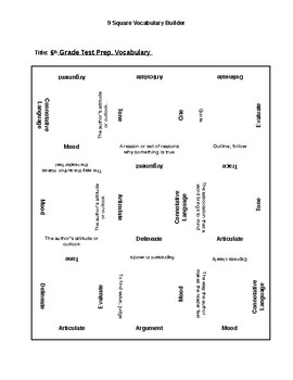 Preview of Test Questions Vocabulary VI - 9 Square