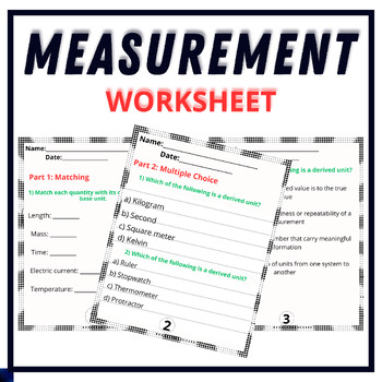 Preview of Test - Questions Wite their answers -Measurement Worksheet - Science Measurement