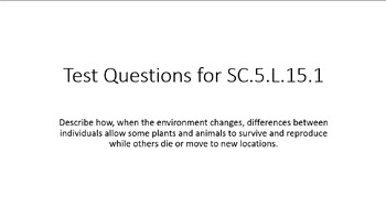 Preview of Test Questions for SC.5.L.15.1 with Answer Key- Animal Classification