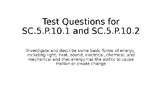 Test Questions for SC.5.P.10.1 and SC.5.P.10.2 with Answer