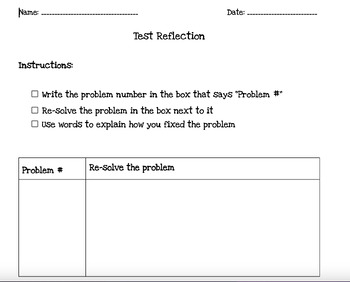 Preview of Test Reflection | Google Doc | Multiple Subjects