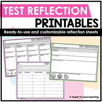 Test Reflection Sheets for Students - Assessment Reflection Printables