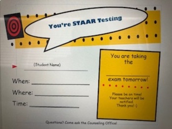 Preview of Test Reminder - Note for Student