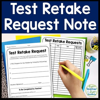 Preview of Test Retake Request: Test Retake Form for Students to Fill Out: Test Retake Note