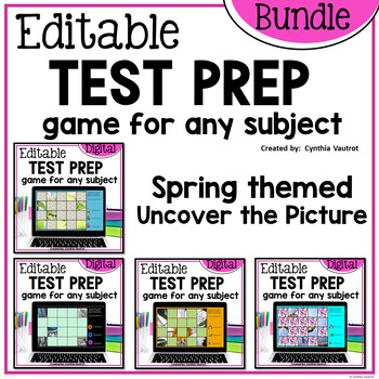 Preview of Uncover the Picture Bundle Spring Editable Game Test Prep for Google Slides™