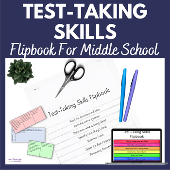 Preview of Test Taking Strategies Middle School Flipbook for ANY Subject - Test Prep