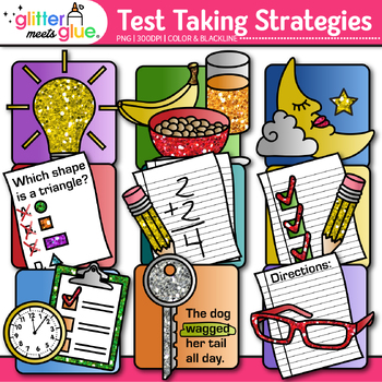 Preview of Test Taking Strategies Clipart: Easy Simple Testing Relax Succeed Clip Art PNG