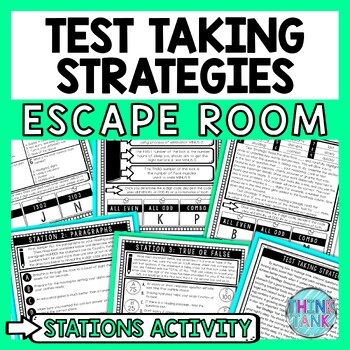 Preview of Test Taking Strategies Escape Room Stations - Reading Comprehension - Test Prep