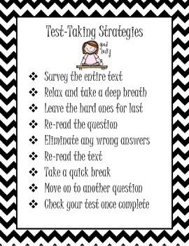 Test Taking Strategies Poster by Fabulously Fifth | TpT