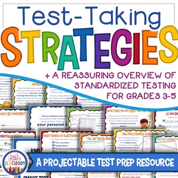 Preview of Test Taking Strategies Slideshow | Test Prep Skills & Reassurance Grades 3-5