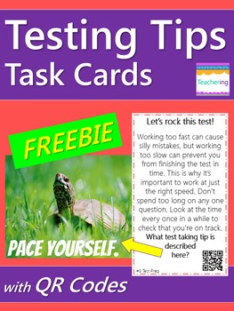 Preview of Test Taking Strategies Task Cards with QR Codes