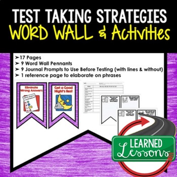 Preview of Test Taking Strategies Word Wall, Test Taking Activities Test Taking Posters