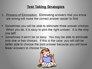 Preview of Test Taking Strategies and Preparation powerpoint for Standardized Tests