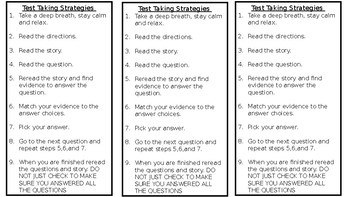 Preview of Test Taking Strategy Bookmarks