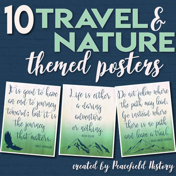 Preview of Travel Adventure Nature Inspiration Themed Posters Classroom Decor