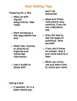 Preview of Test Taking Tips