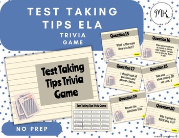 Preview of Test Taking Tips Trivia Game | ELA Google Slides *NO PREP