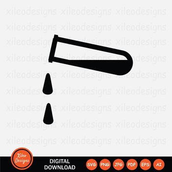 Preview of Test Tube Icon Sign Drip Dripping Drop Droplets Liquid - SVG PNG JPG PDF EPS AI
