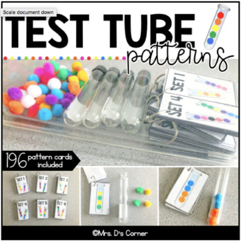 Preview of Test Tube Pattern Cards - Math Center ( 6 Levels of Patterns! )