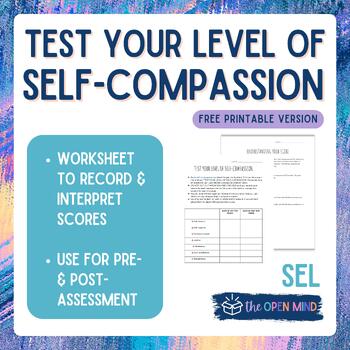 Preview of Test Your Level of Self-Compassion | SEL WORKSHEET | FREE PRINTABLE VERSION