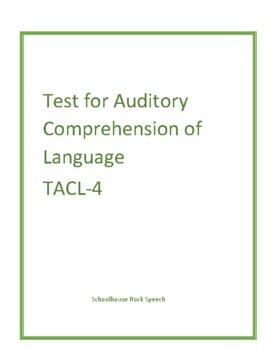 Preview of Speech Therapy Report - Test for Auditory Comprehension of Language TACL-4