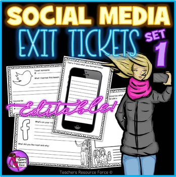 Preview of Social Media EDITABLE Exit Tickets