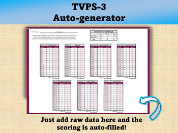 Preview of Test of Visual Perceptual Skills 3rd Edition (TVPS-3) Scoring/Auto-generator