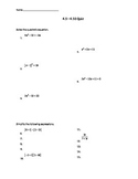 Test on Solving Quadratics, Complex Numbers, and Quadratic