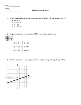 Preview of Test over writing equations of lines and critical thinking review activity