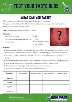 Preview of Test your tastebuds activity