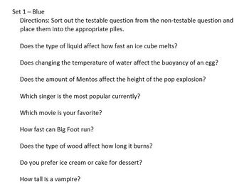 Preview of Testable Questions Sort