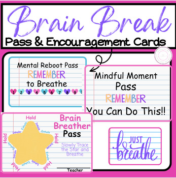 Preview of Testing Brain Break Hallway Pass and Student Encouragement Cards/Motivational