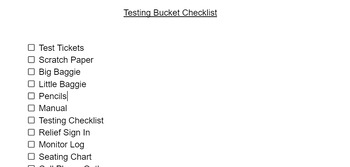 Preview of Testing Bucket Checklist