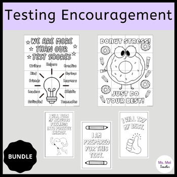 Preview of Testing Encouragement Collaborative Posters and Coloring Pages & Cards - BUNDLE