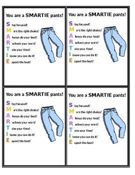 Preview of Testing Encouragement Notes (Smarties Pants) *editable