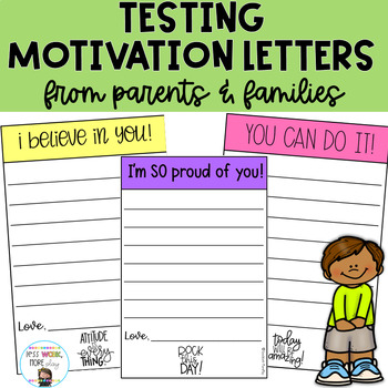 Preview of Testing Encouraging Notes for Students From Parents