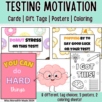 Preview of Testing Motivation Cards | Testing Treat Bag Tags | Testing Posters | Coloring