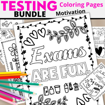 Preview of Testing Motivation Coloring Pages  State Test Posters + Stickers BUNDLE