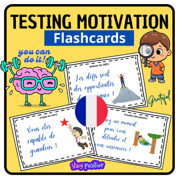 Preview of Testing Motivation Posters and Cards in French.Testing Encouragement