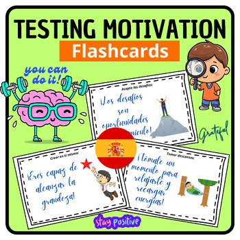 Preview of Testing Motivation Posters and Cards in Spanish.Testing Encouragement
