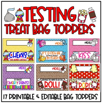 Preview of Testing Motivation Treat Tags Treat Bag Tags Editable Standardized Testing