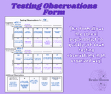 Testing Observations Form | SPED Evaluation Student Observ