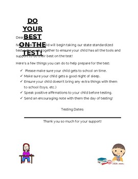 Preview of Freebie: Testing Parent Letter