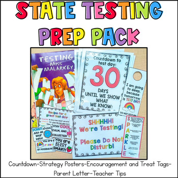 Preview of State Testing Countdown | Test Prep Pack | Strategies, Encouragement, Treat Tags